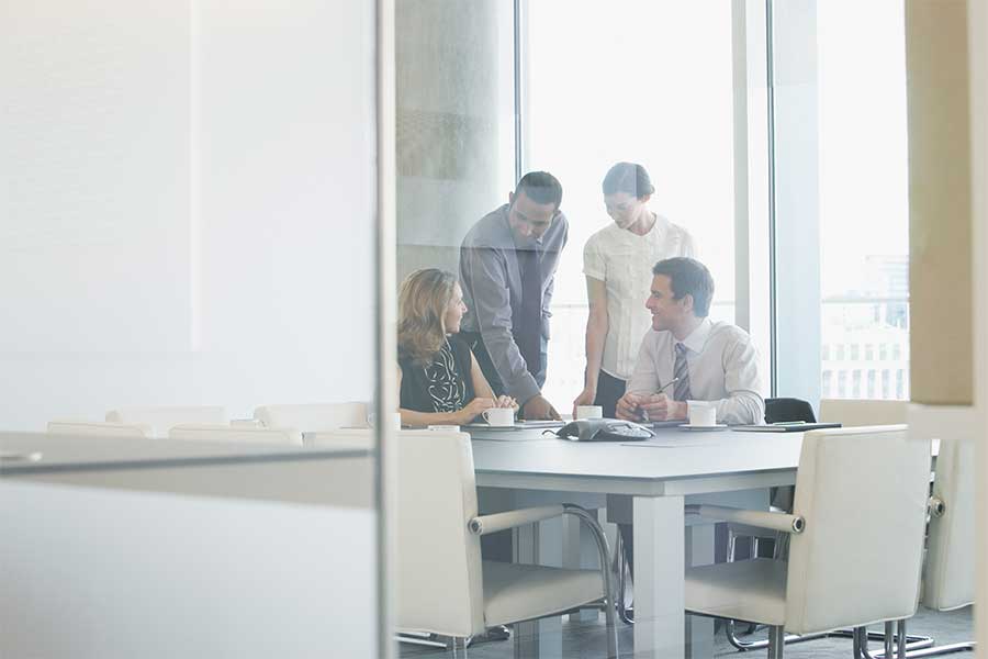 Team members discussing